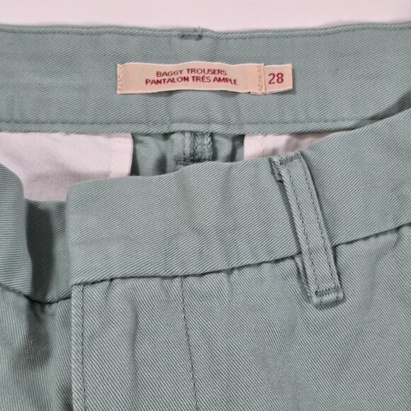 Levi's Baggy Trousers Womens28 Minty Green Wide Leg Casual Modern Loose Fit Boho - Picture 11 of 16